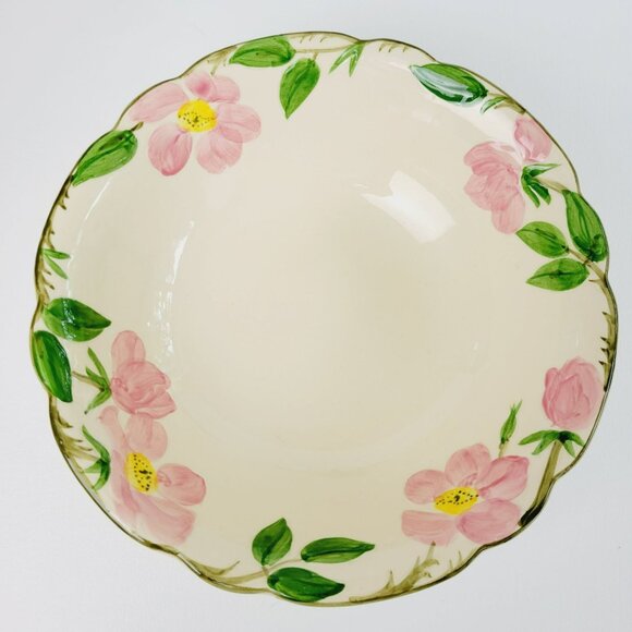 Franciscan Desert Rose 9" Serving Bowl Pink Floral Hand Painted c.1949-53 USA - Picture 4 of 10